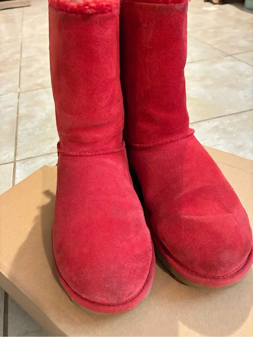 UGG Red Suede Classic Bailey Bow Boots